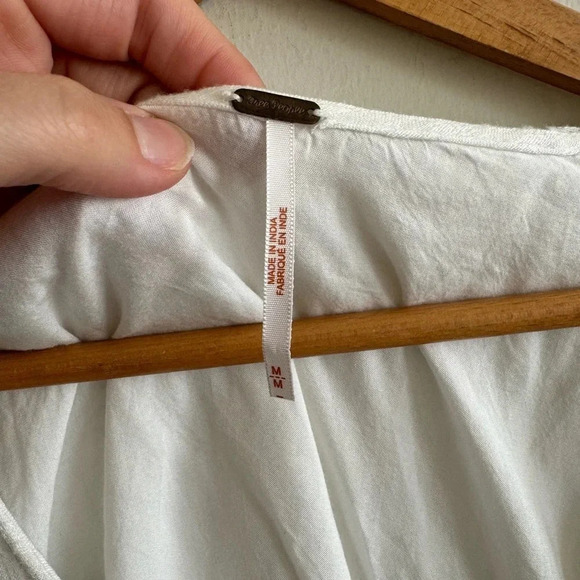 Free People white boho Crochet Arms Blouse top size medium - Picture 9 of 11